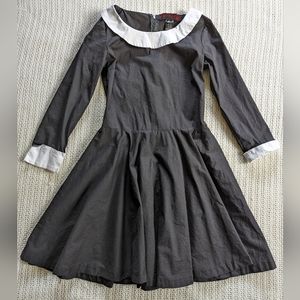 SEEING RED Women's SMALL Dress Costume Goth Wednesday Adams Collared Black